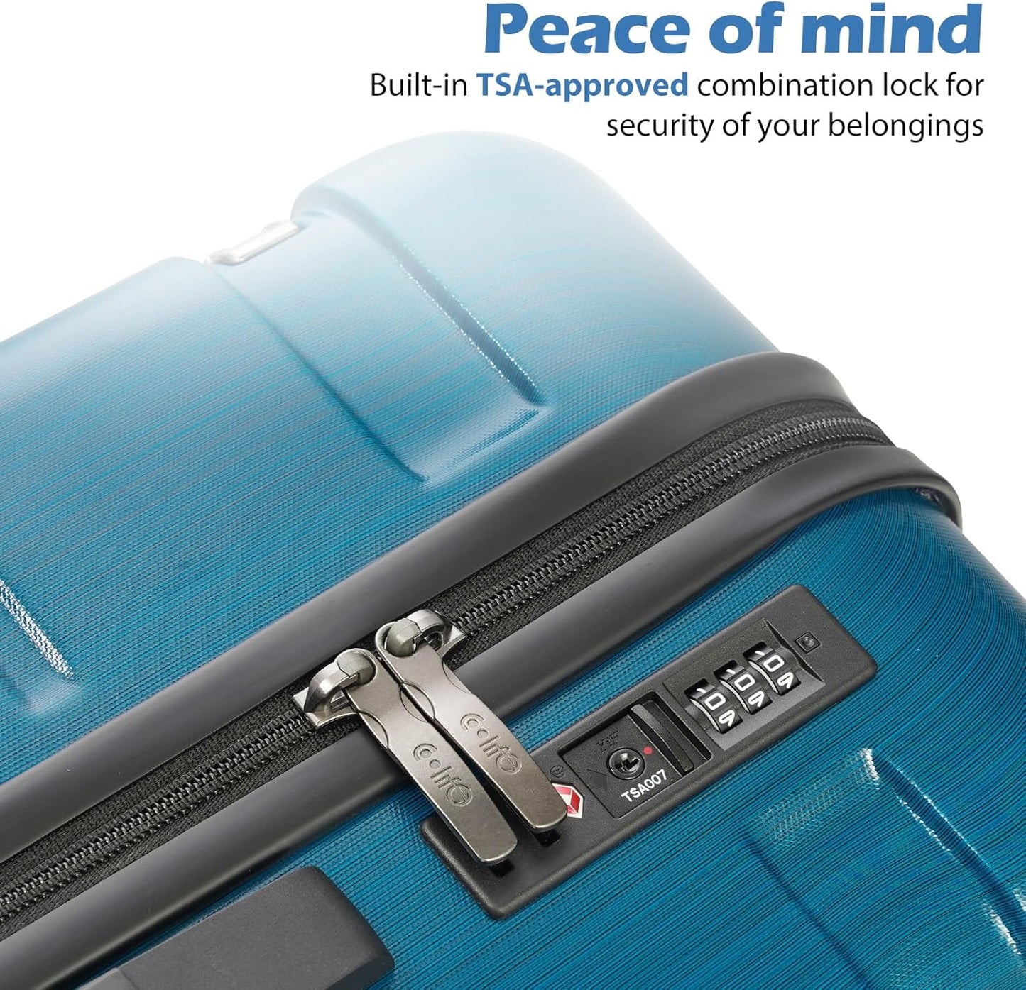 Coolife 3-Piece Luggage Set with Expandable 28-Inch Suitcase, PC+ABS Spinner (20/24/28 Inch, Caribbean Blue)