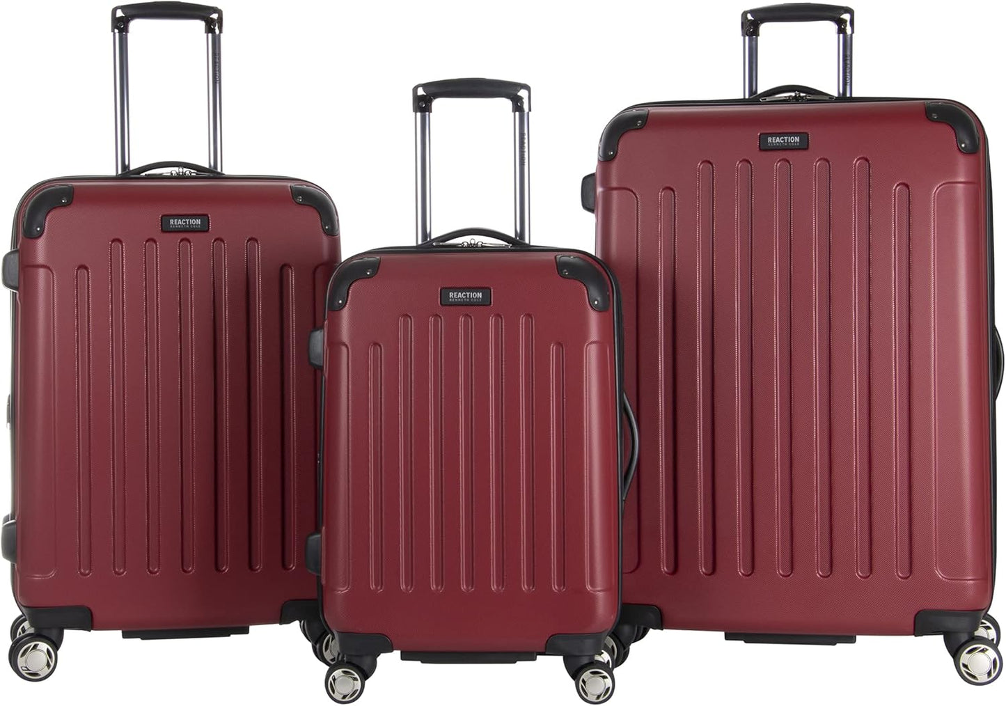 Kenneth Cole REACTION Renegade Luggage Expandable 8-Wheel Spinner Lightweight Hardside Suitcase, Scarlet Red, 3-Piece Set (20"/24"/28")