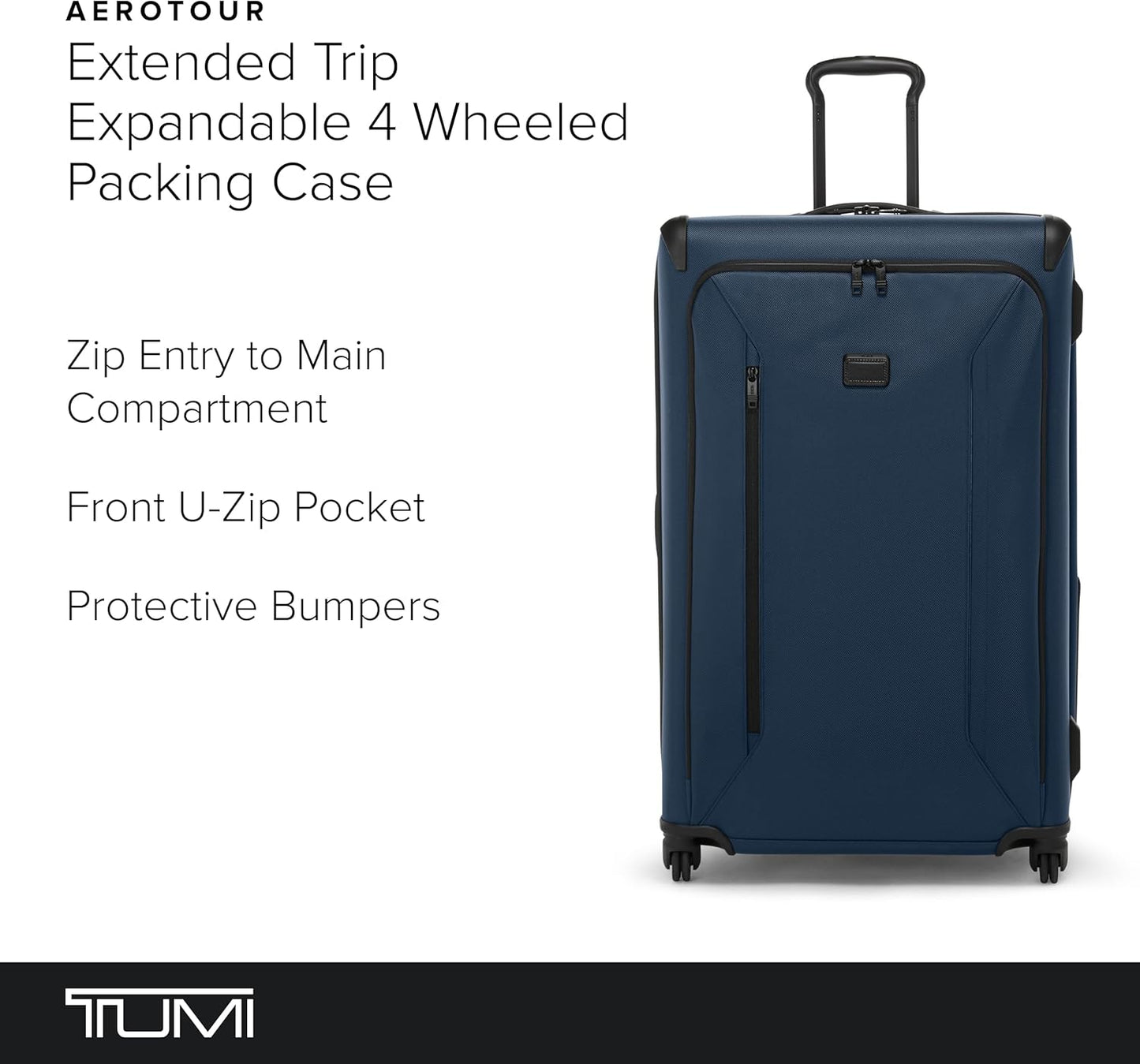 TUMI - Aerotour 4 Wheel Expandable Luggage - Men's and Women's Lightweight Business and Leisure Travel Suitcase - 31" Extended Trip Expandable Packing Case, Navy