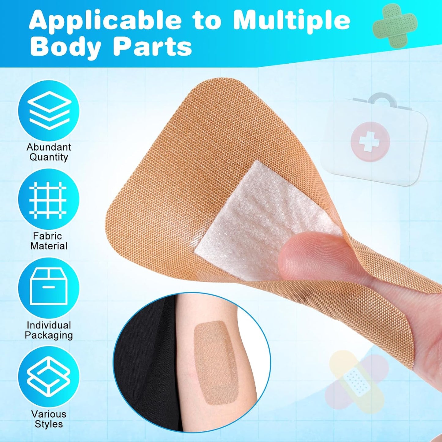 100 Pcs Flexible Fabric Adhesive Pads Bandages Variety Pack – 4 Sizes Extra Large Bandaids for First Aid and Wound Care, Minor Cuts & Scrapes Protection, Cushion Painful Wounds
