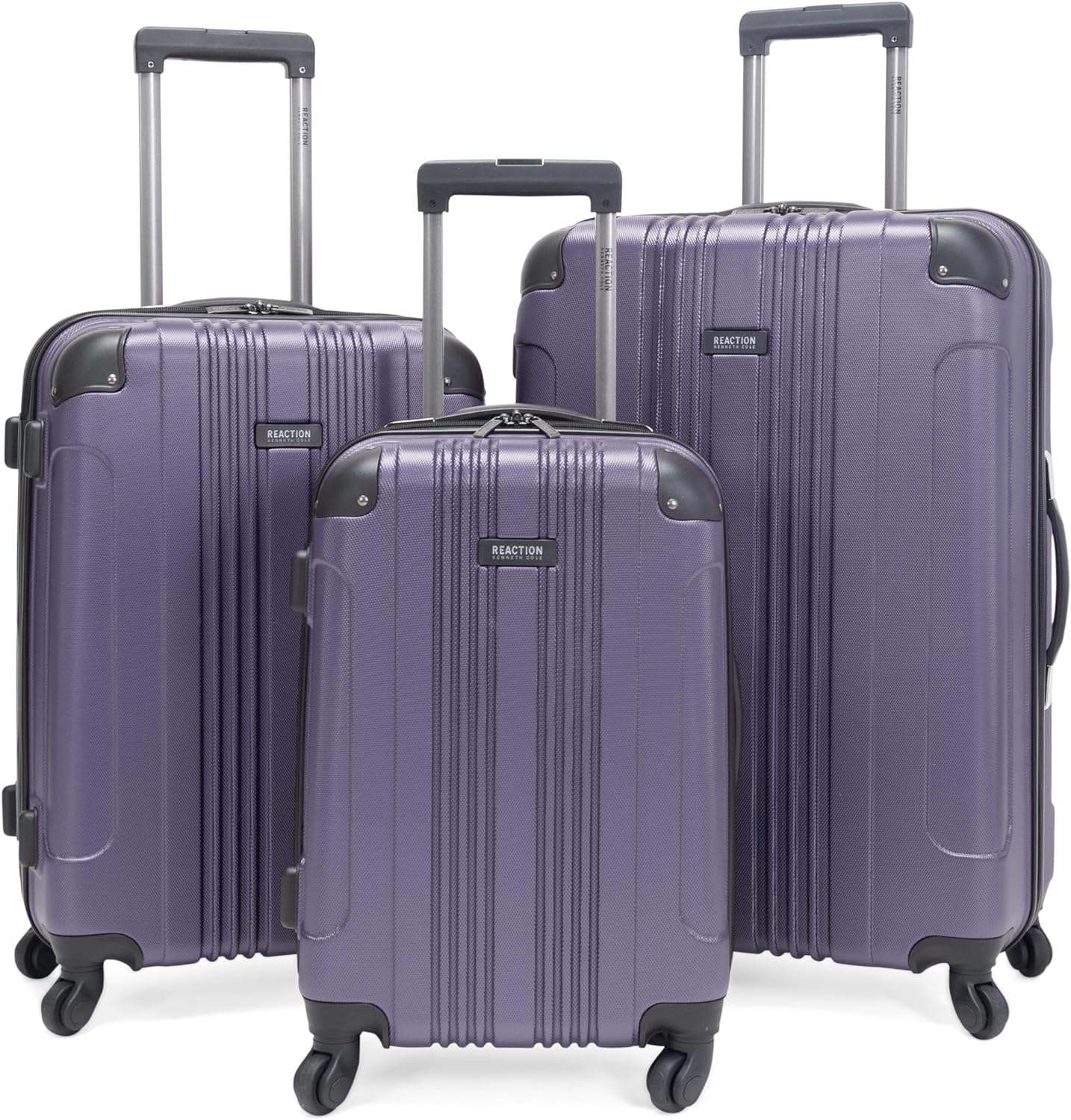 Kenneth Cole REACTION Out of Bounds Lightweight Hardshell 4-Wheel Spinner Luggage, Smokey Purple, 3-Piece Set (20", 24", & 28")