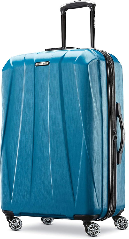 Samsonite Centric 2 Hardside Expandable Luggage with Spinner Wheels, Caribbean Blue, Checked-Medium 24-Inch