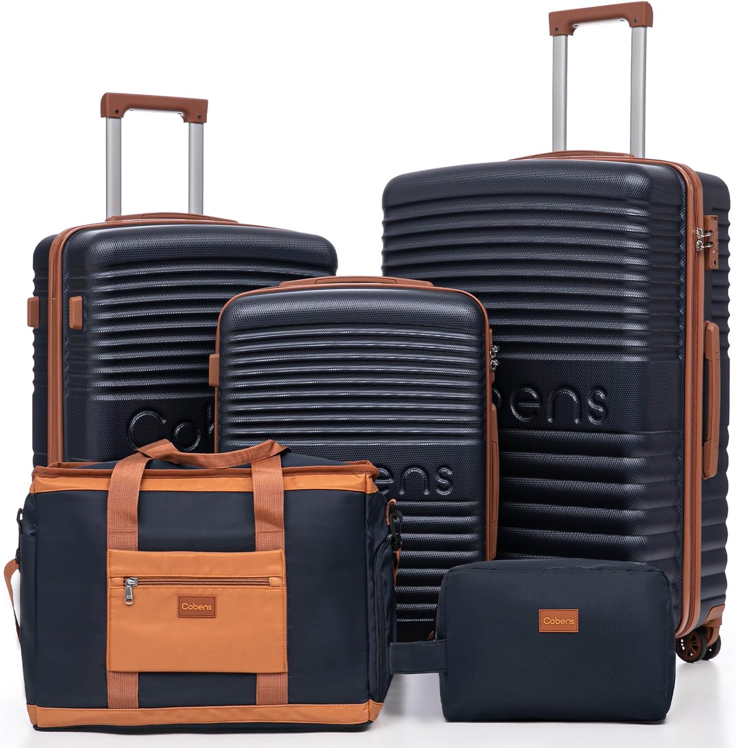 5 Piece Luggage Sets with Spinner Wheels and Tsa Lock, Hardshell ABS Suitcase Set, Lightweight Hardside Waterproof Travel Suitcases for Men Women, 20", 24", 28" DarkBlue