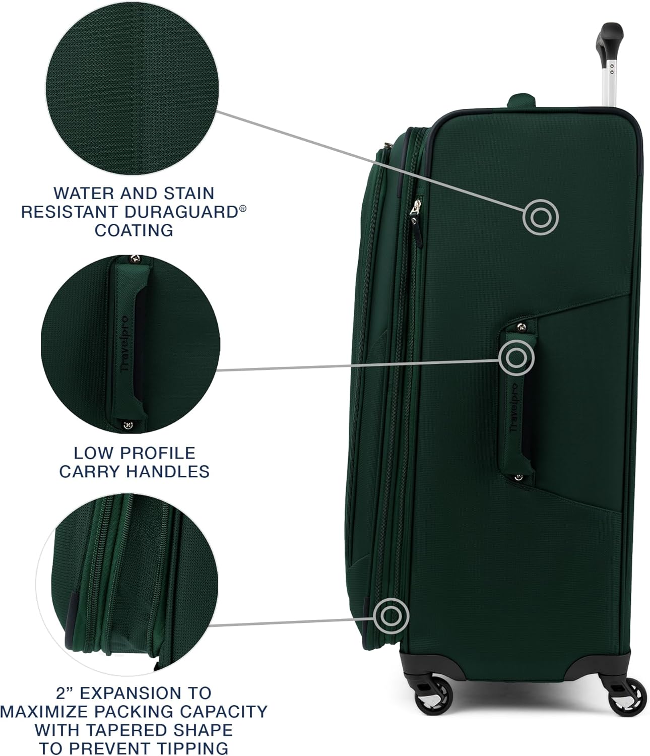 Travelpro Maxlite 5 Softside Expandable Luggage with 4 Spinner Wheels, Lightweight Suitcase, Men and Women, Forest Green, Checked-Large 29-Inch