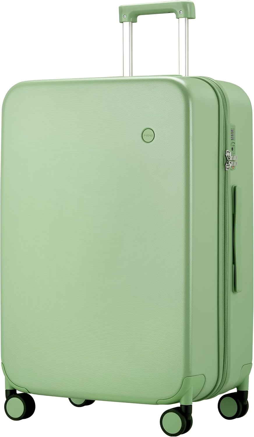 mixi Upgrade Luggage Suitcases with Spinner Wheels, Large Hardside Rolling Suitcase PC with TSA Lock Travel Case 26in Checked in, Fine Grid Avocado Green