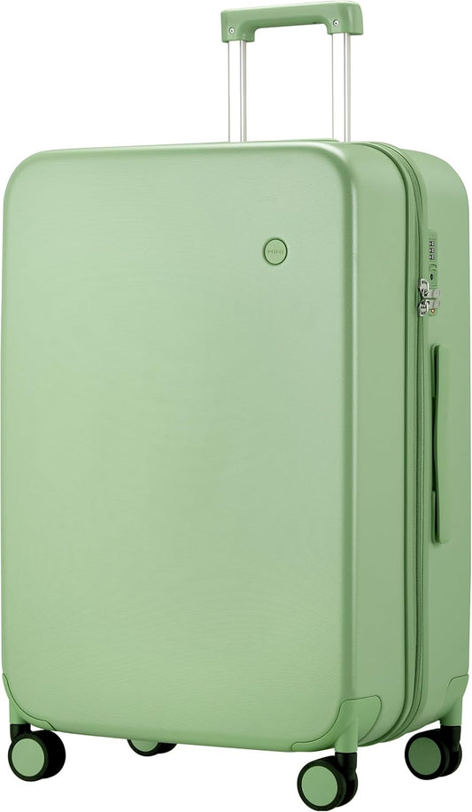 mixi Upgrade Luggage Suitcases with Spinner Wheels, Large Hardside Rolling Suitcase PC with TSA Lock Travel Case 26in Checked in, Fine Grid Avocado Green