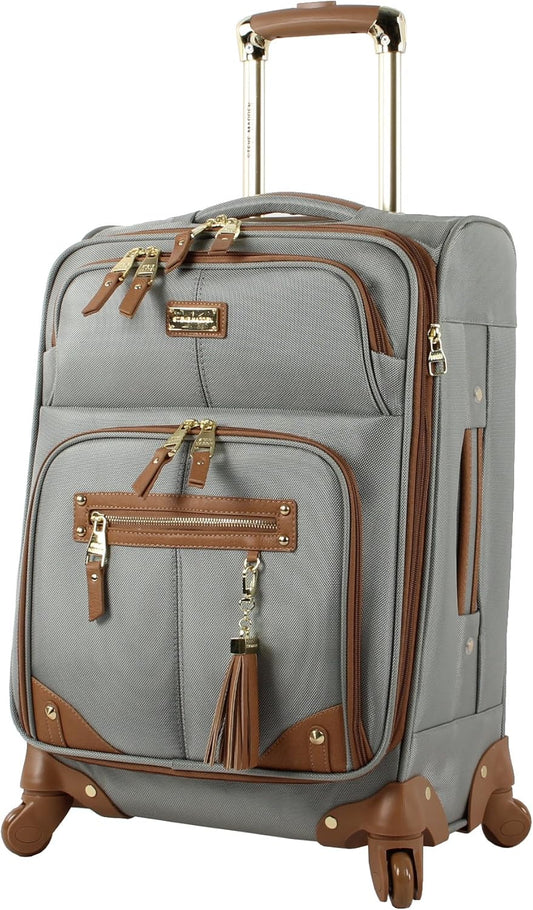 Steve Madden Unisex-Adult (Luggage only) Carry on Bag with Spinner Wheels, Harlo Gray, 21.5 inches