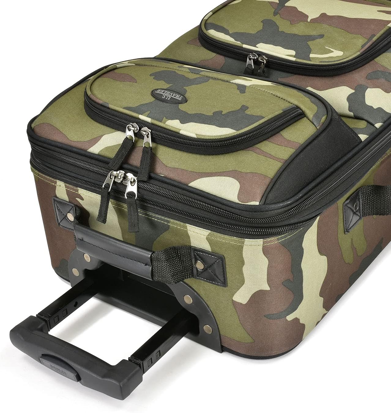 U.S. Traveler Lightweight Rolling 20" Carry On Luggage Softside Suitcase, Camouflage, 2-Wheel Single