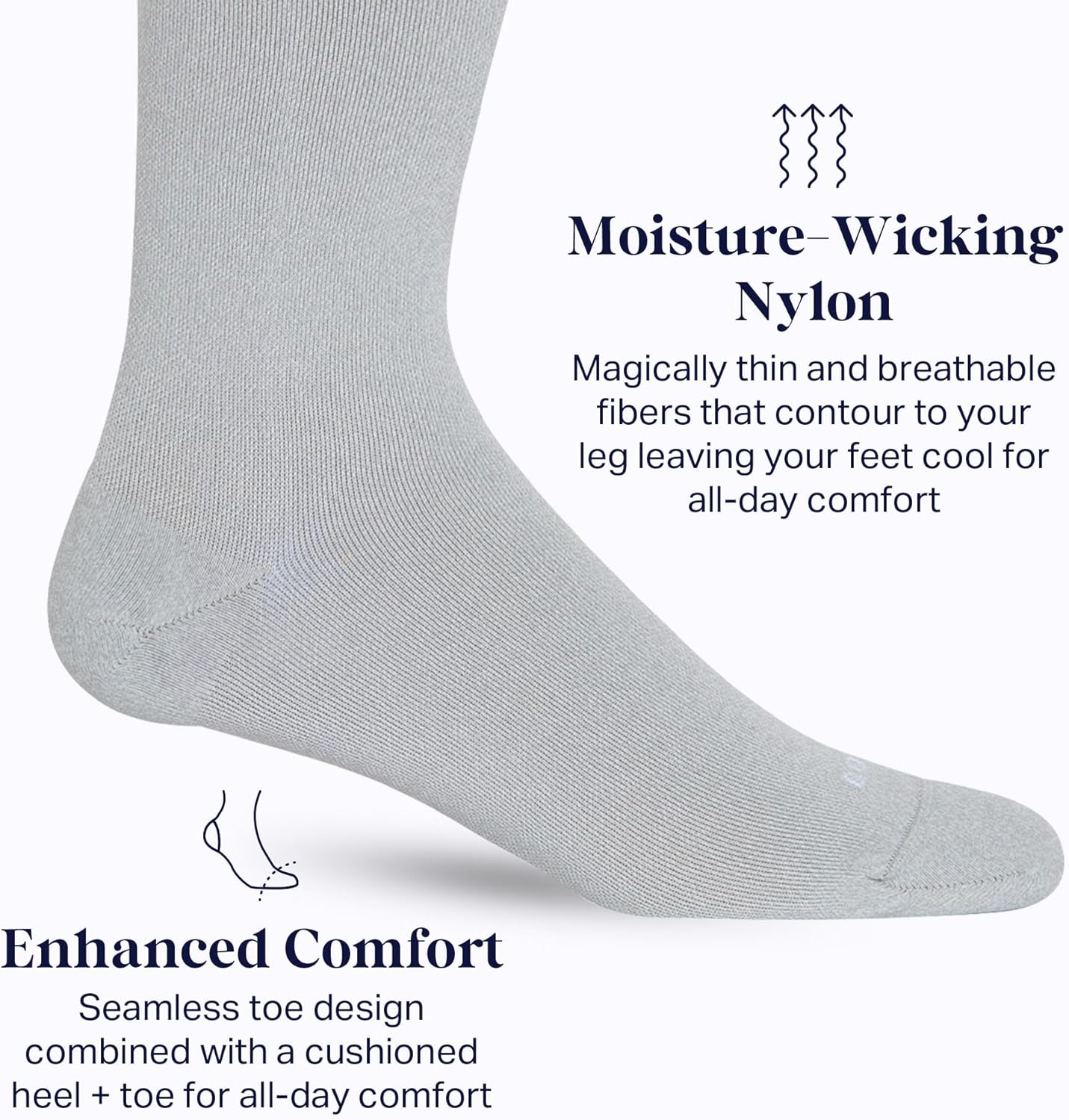 Comrad Nylon Knee High Socks - 15-20mmHg Graduated Compression Socks - Soft & Breathable Support Unisex Socks