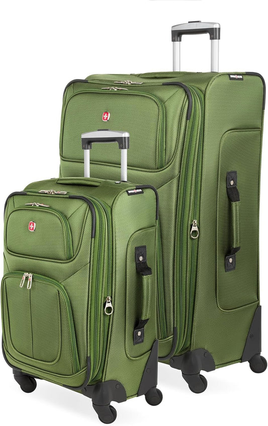 SwissGear Sion Softside Expandable Luggage with Spinner Wheels, Evergreen, 2-Piece Set (21/29)