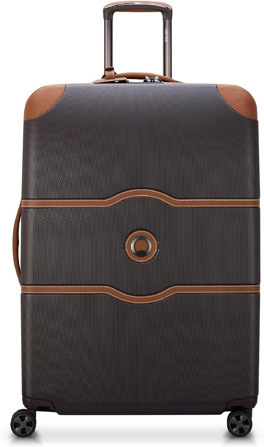 DELSEY PARIS Chatelet Air 2.0 Hardside Luggage with Spinner Wheels, Chocolate Brown, Checked-Large 28 Inch