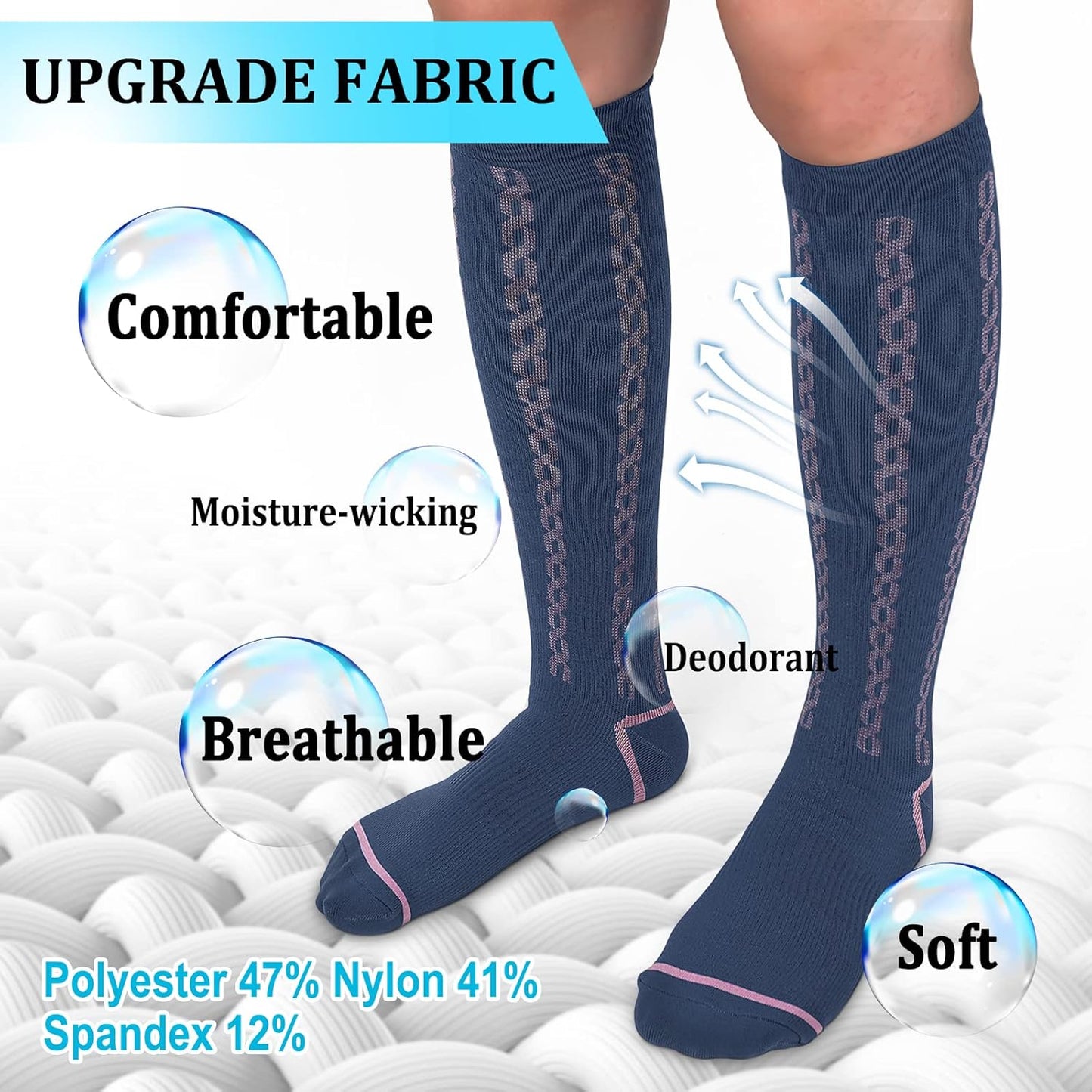 30-40mmHg Medical Graduated Compression Socks for Women&Men Circulation-Compression Stockings-Knee High Socks for Support,Hiking,Running