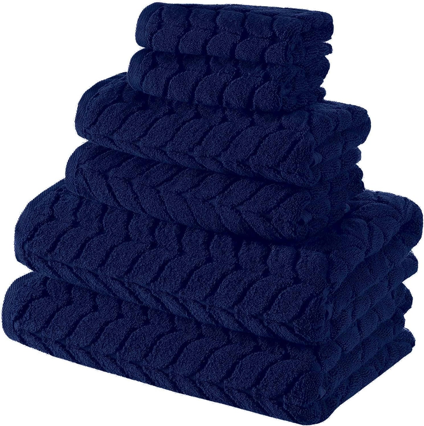 BAGNO MILANO Turkish Bath Towels, Soft Plush Jacquard Luxury Bath Towels, Quick Dry Towel Set (Navy, 2 pcs Bath Towel Set)