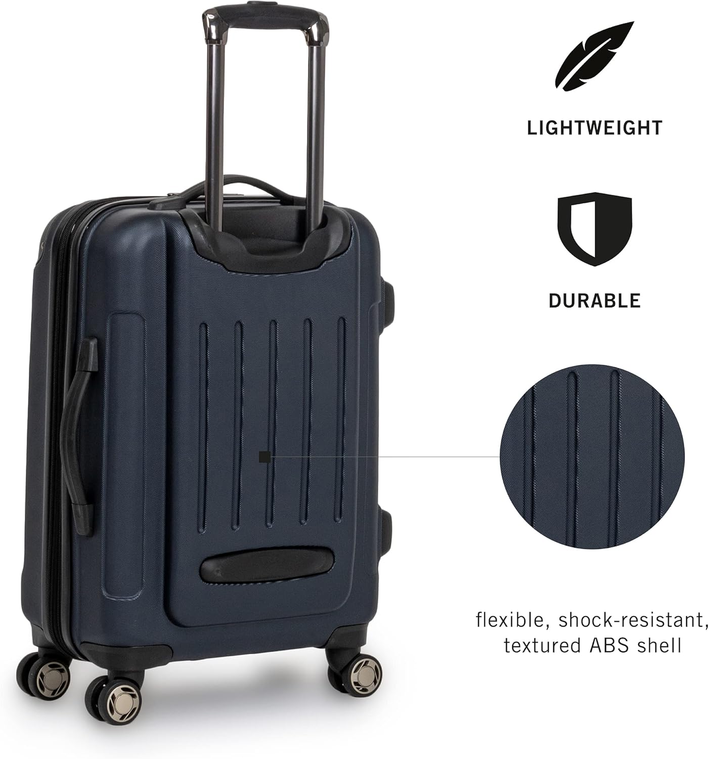 Kenneth Cole REACTION Renegade Luggage Expandable 8-Wheel Spinner Lightweight Hardside Suitcase, Navy Blue, 3-Piece Set (20"/24"/28")