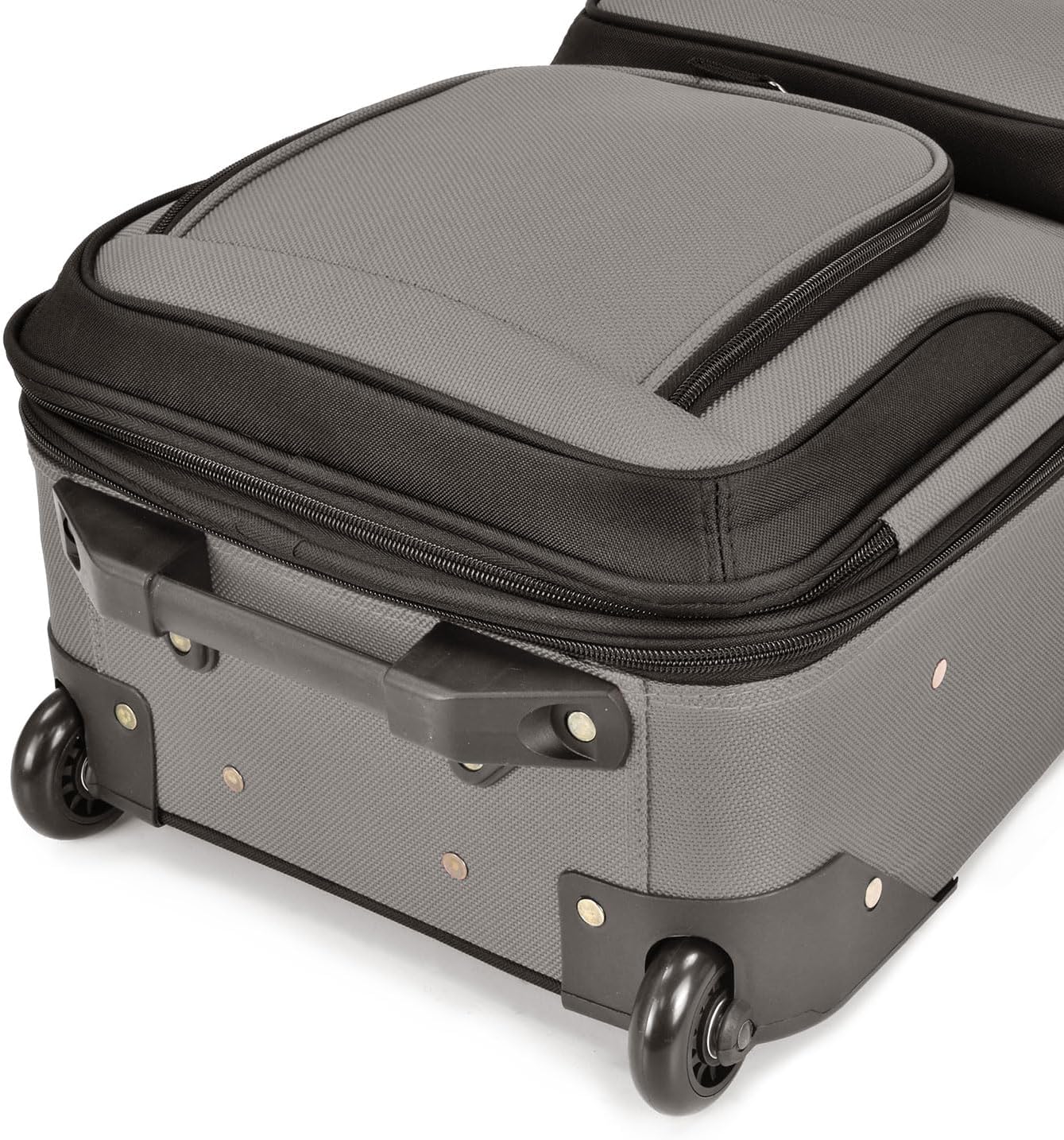 U.S. Traveler Lightweight Rolling 20" Carry On Luggage Softside Suitcase, Grey, 2-Wheel Single