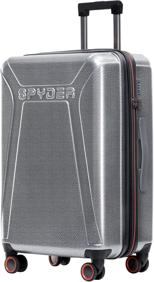 Spyder Traverse 25 Inch Medium Expandable Hardside Upright Suitcase with 360° Spinner Wheels, TSA Approved Lock, Silver