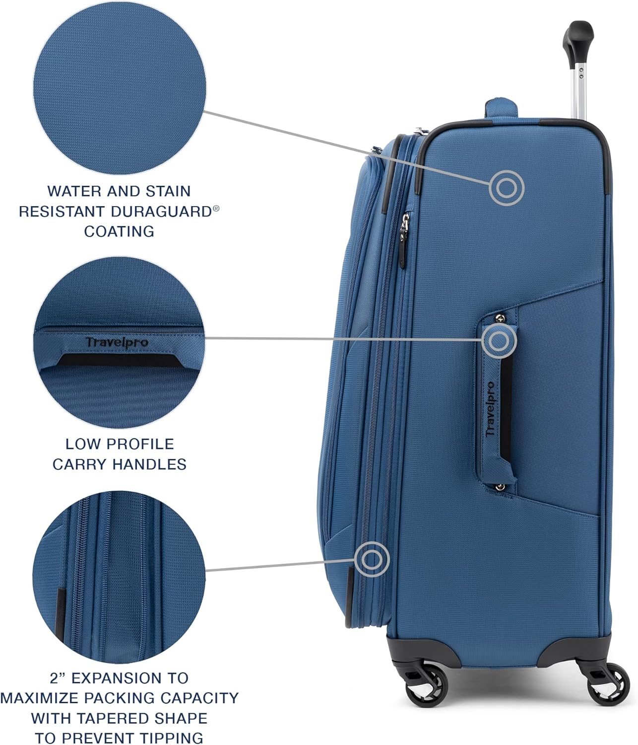 Travelpro Maxlite 5 Softside Expandable Luggage with 4 Spinner Wheels, Lightweight Suitcase, Men and Women, Ensign Blue, Checked-Medium 25-Inch