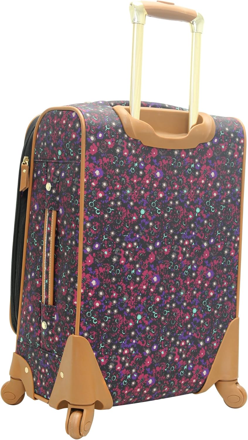 Steve Madden Designer Luggage Collection - Lightweight Softside Expandable Suitcase for Men & Women - Durable 20 Inch Carry On Bag with 4-Rolling Spinner Wheels (Dark Purple)