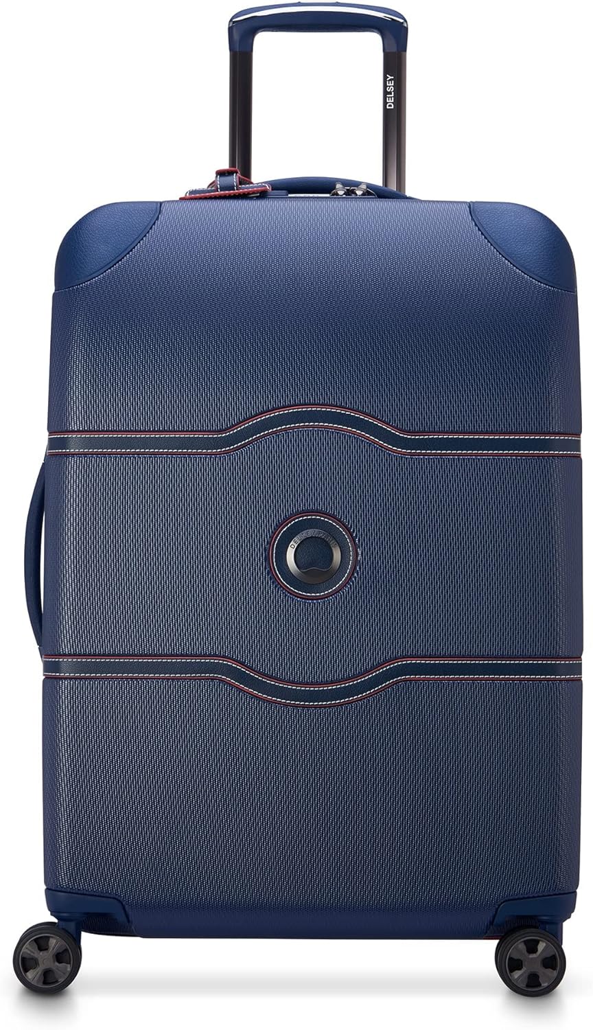 DELSEY PARIS Chatelet Air 2.0 Hardside Luggage with Spinner Wheels, Navy, Checked-Medium 24 Inch