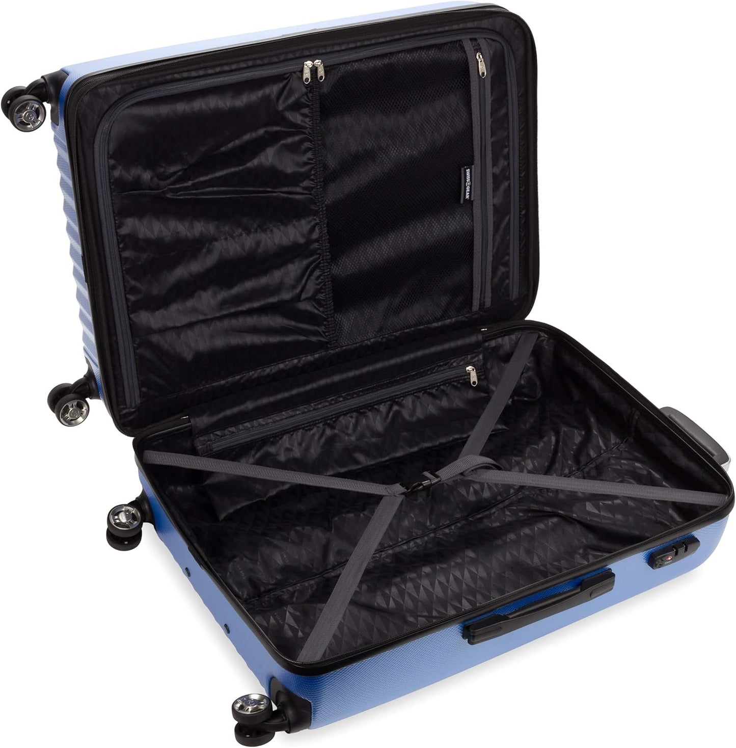SwissGear 7272 Energie Expandable Hardside Luggage with Spinner Wheels and TSA Lock, Periwinkle Blue, Checked-Large 27-Inch