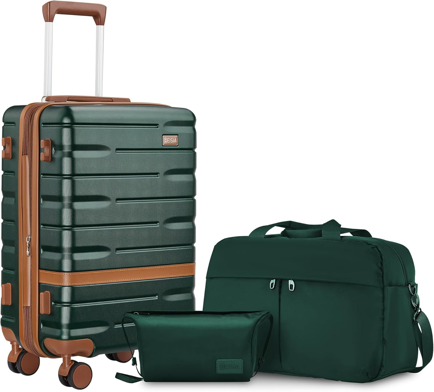 Carry on Luggage Sets with YKK Zippers,20 Inch Expandable Carry-on Suitcase with Spinner Wheels,Hard Shell Lightweight Rolling Travel Luggage with TSA Lock (Dark Green)
