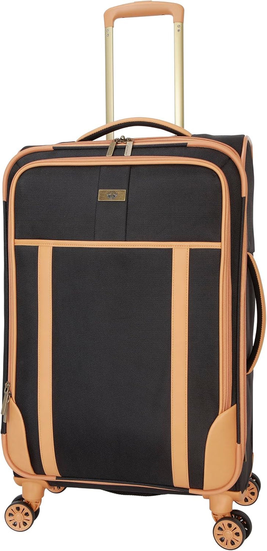 Dockers Seahorse Softside Expandable 8-Wheel Spinner Travel Checked Luggage, 24-Inch, Black