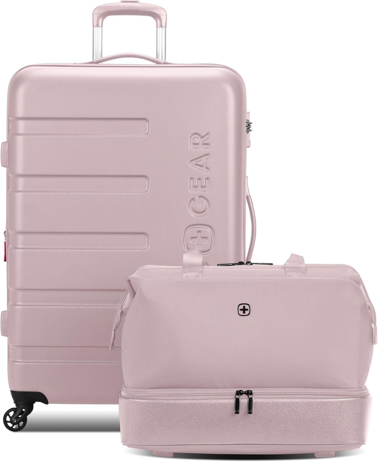 SwissGear 7366 Hardside Expandable Luggage with Spinner Wheels, Pink, 2-Piece Set (Weekender/27)