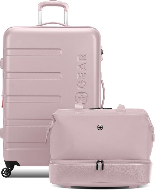 SwissGear 7366 Hardside Expandable Luggage with Spinner Wheels, Pink, 2-Piece Set (Weekender/27)