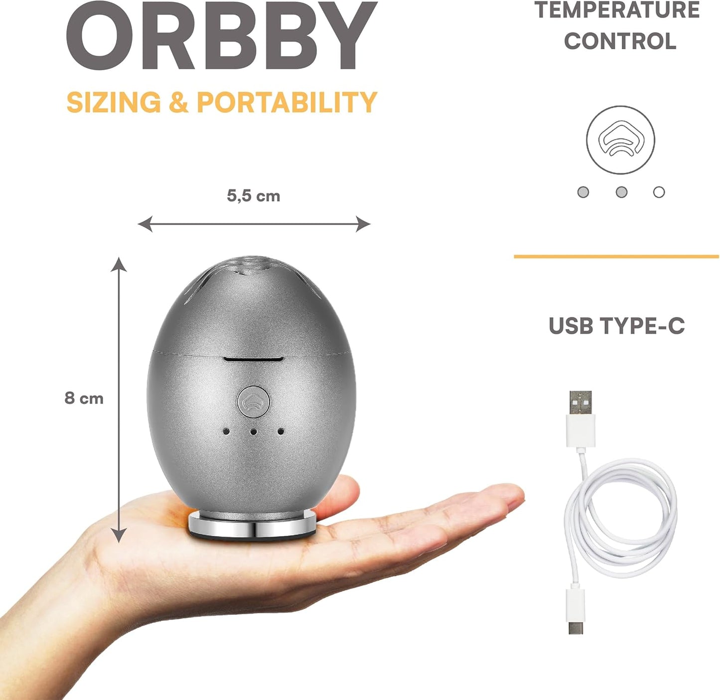 Orbby Aroma Diffusers for Home | Small Incense Burner : Waterless Cordless Electric Car Scent Air Freshener for Room Office Travel Diffueser -Non Toxic,Timer Automatic Difusor de Aromas para Casa