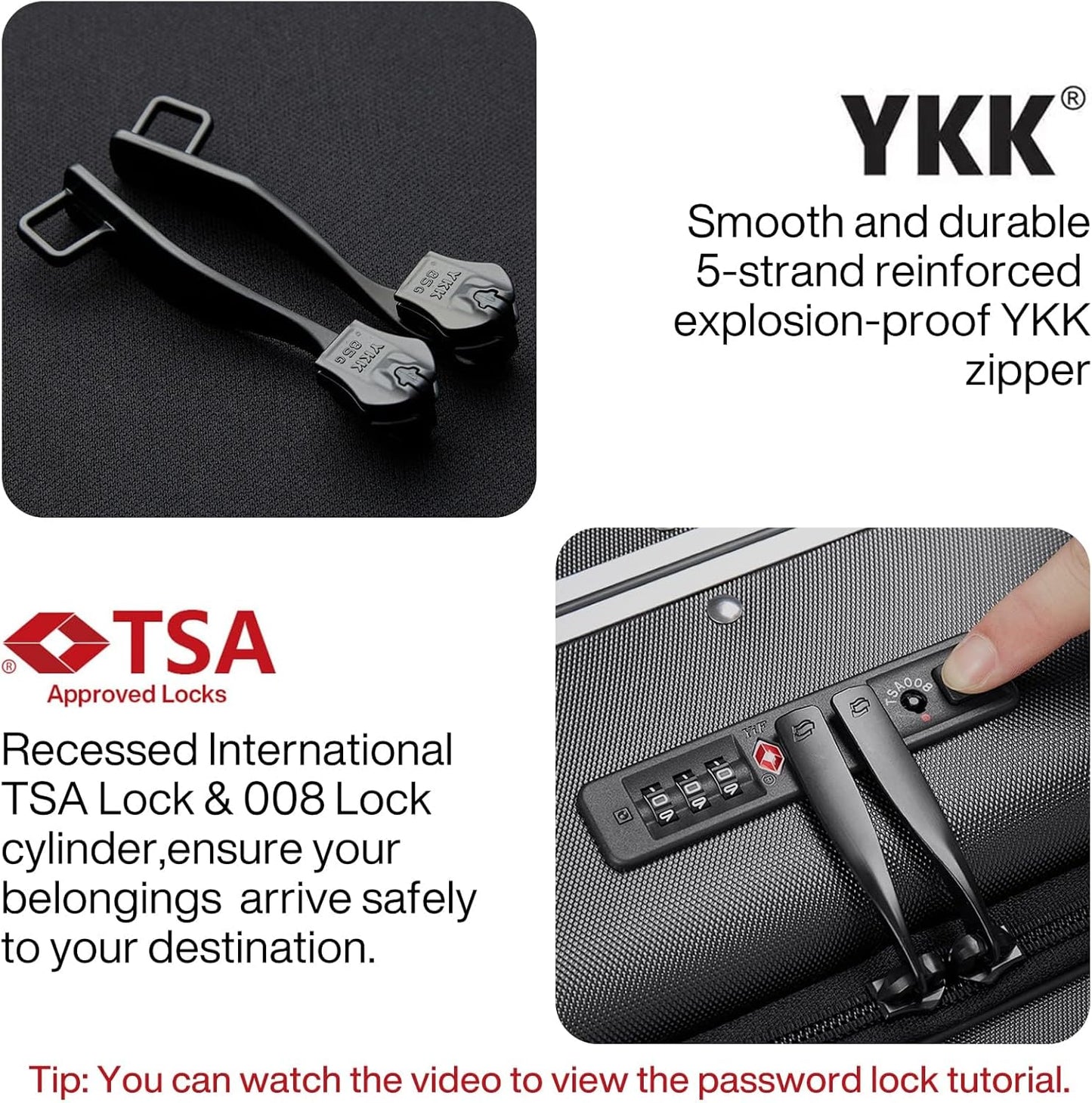 Hanke Grace Hard Shell Suitcases with Wheels,20 Inch Carry On Luggage Airline Approved with Aluminum Frame, Travel suitcase with Front Pocket Travel Luggage for Short Business Trips, Jet Black.