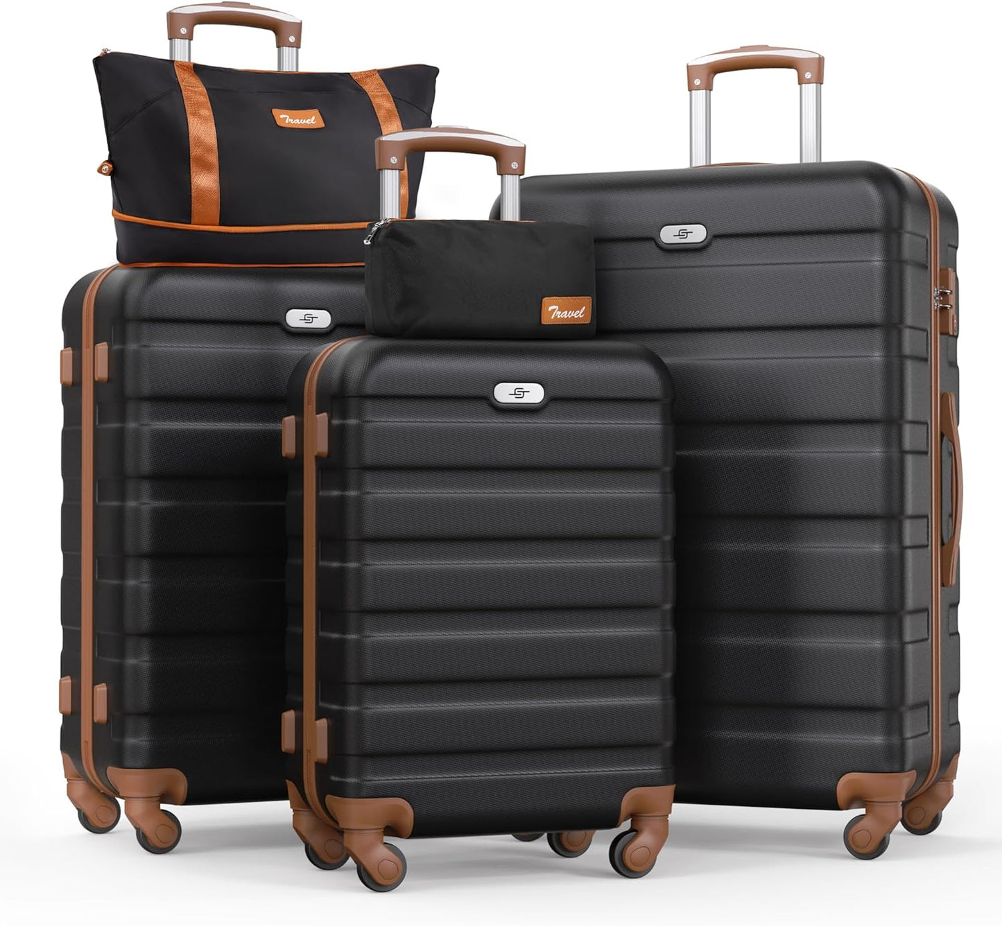 Suitour Luggage Sets 5 Piece,Hardside Lightweight Carry-On Luggage Set 22x14x9 Airline Approved, Hardshell Suitcase Sets with Spinner Wheels