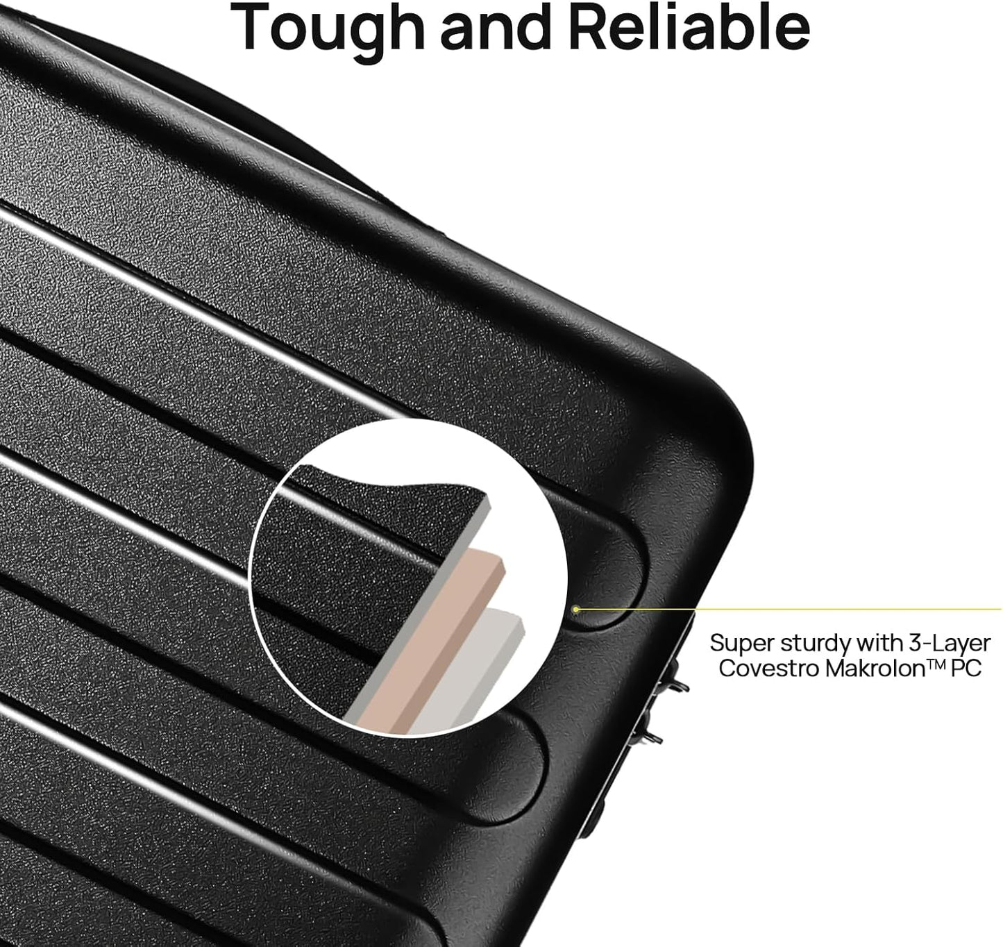 NINETYGO Large Checked Luggage 28 Inch, Checking In Luggage with Smooth Spinner Wheels, Lightweight, Hard Shell PC Suitcase, Lightweight Travel Luggage, TSA Approved (Black, Rhine Basic)