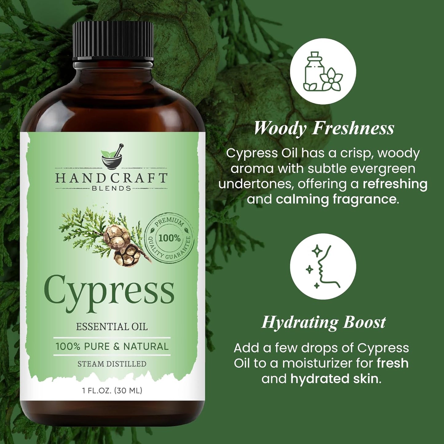 Handcraft Blends Cypress Essential Oil – 1 Fl Oz – 100% Pure and Natural – Premium Grade Essential Oil for Diffuser and Aromatherapy, Skin, Massage, Candle and Soap Making Fragrance