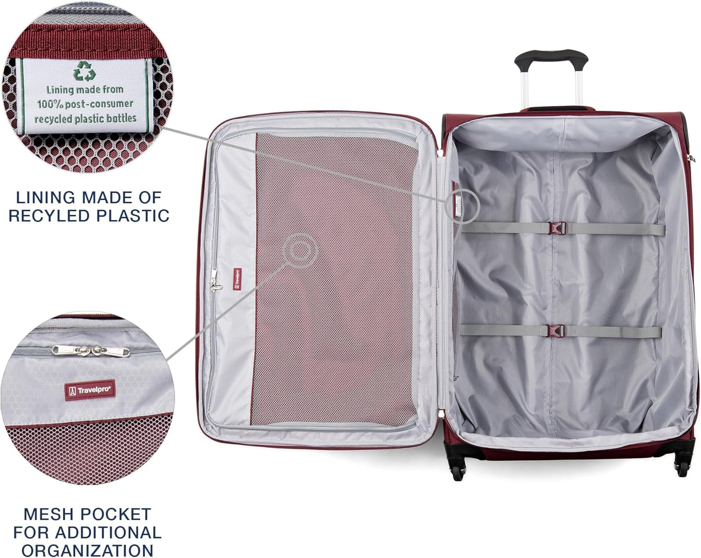 Travelpro Maxlite 5 Softside Expandable Luggage with 4 Spinner Wheels, Lightweight Suitcase, Men and Women, Burgundy, Checked-Large 29-Inch
