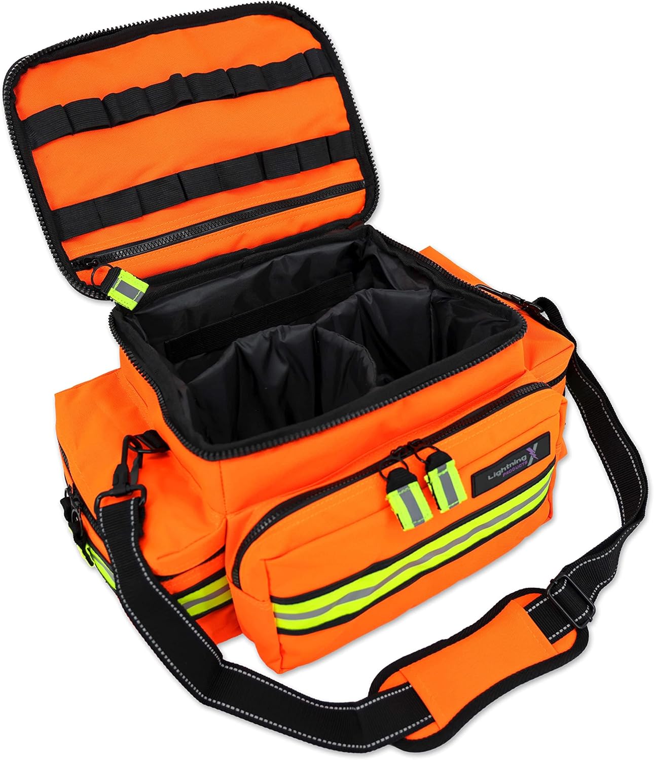 Lightning X Products Lightning X Mid-Sized First Responder EMT Bag | LXMB25 Fully Stocked Aid Kit w/ 200+ BLS Supplies - Orange