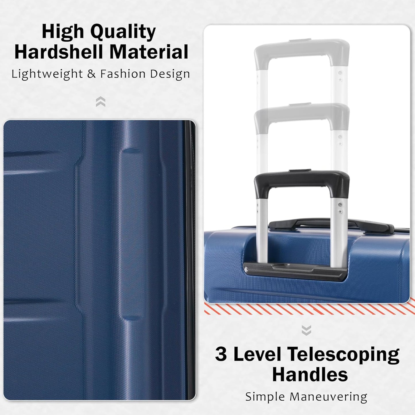 Merax Luggage Sets 2 Piece Suitcase Set, Hardshell 20 IN & 28 IN Suitcase Set with Duffel Bag, Travel Suitcases with Spinner Wheels and TSA Lock(Blue)