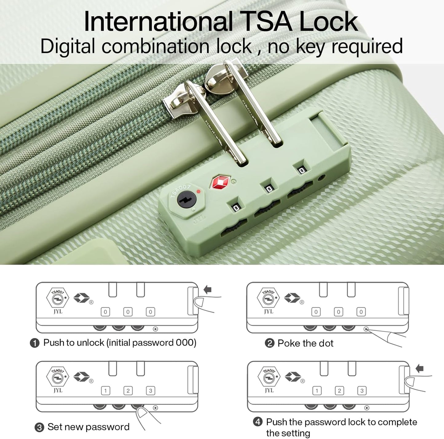 Hanke 29 Inch Expandable Checked Luggage Lightweight PC Hard Shell Luggage Suitcases with Wheels Travel Luggage Rolling Large Suitcase Travel Luggage Bag for Study Abroad.(Bamboo Green)