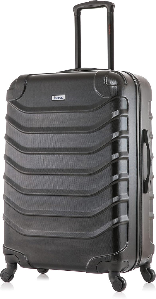 InUSA ENDURANCE Luggage with Spinner Wheels | Durable Lightweight Hardside Suitcase, Spacious Travel Bag with Handle and Trolley | 24-Inch Medium Checked Luggage | Black