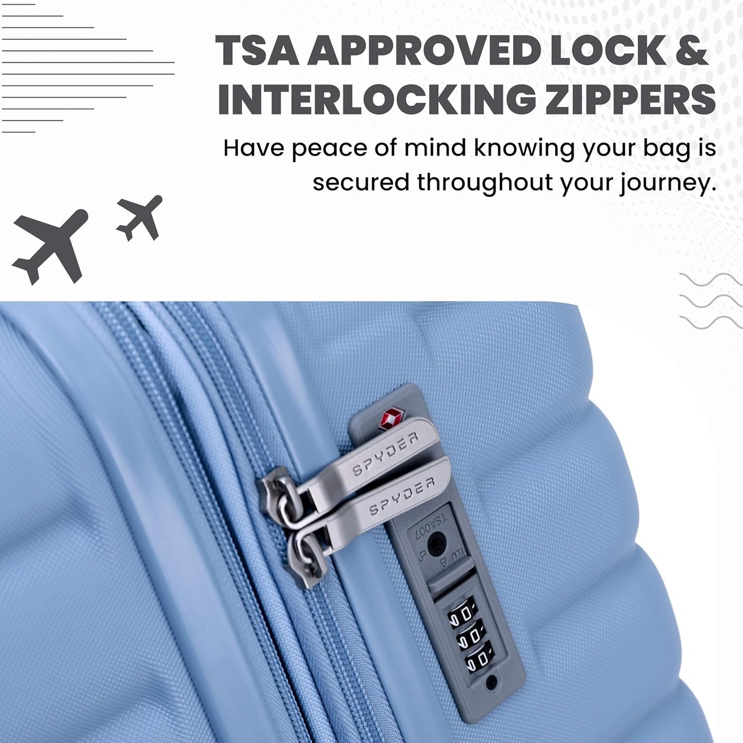 Spyder 20" Hardside Carry-On Luggage, Durable Lightweight Hardshell Suitcase with 360° Spinner Wheels, Expandable for up to 20% More Space, TSA Approved Lock, Blue Drift