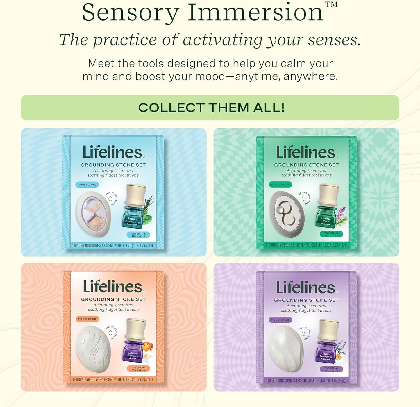 Lifelines Scent-Infused Grounding Stone & Oil Blend Gift Set - Fidgets for Tweens, Teens & Adults with Essential Oil Blend - Stocking Stuffers, White Elephant & Holiday Gifts for Christmas