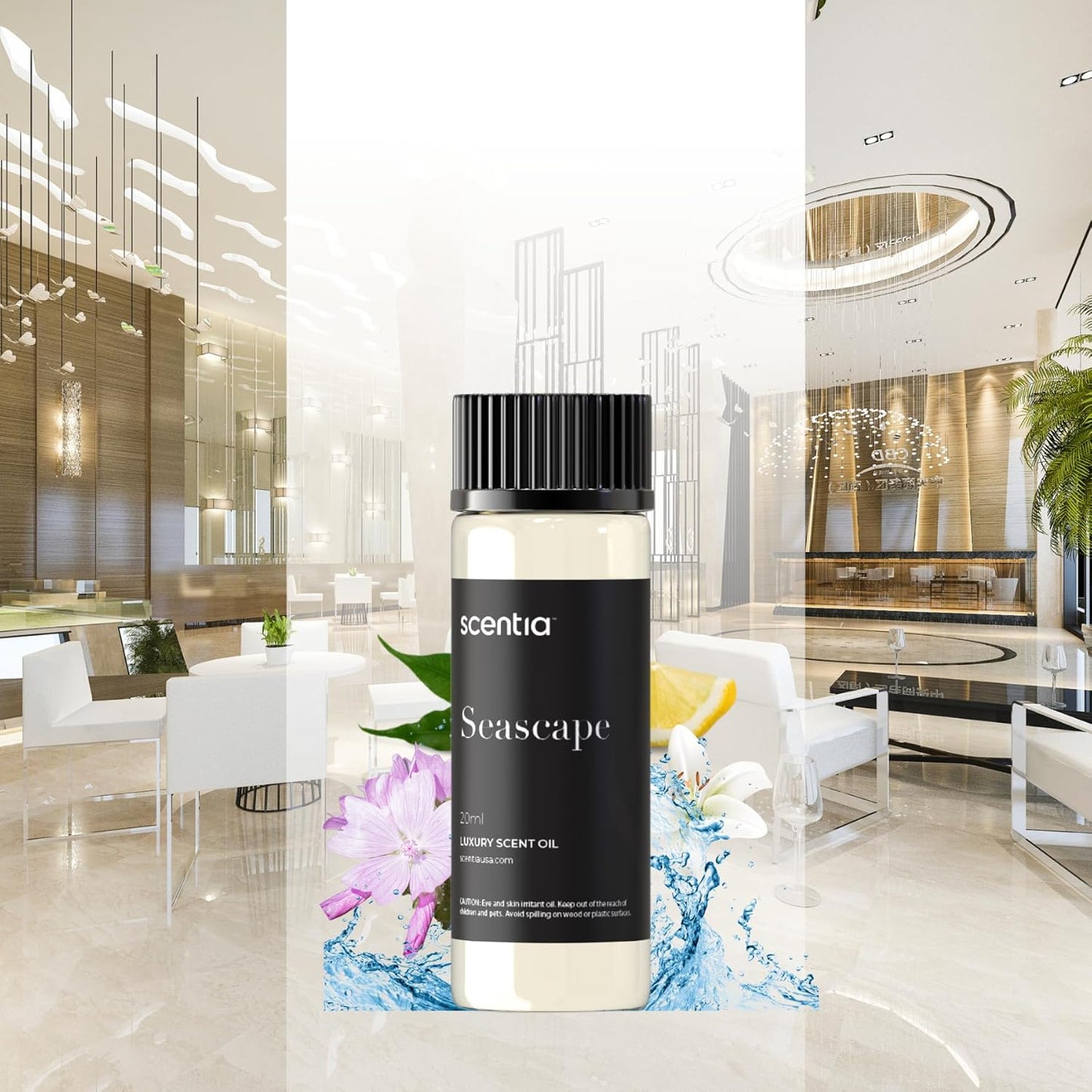 Scentia Hotel Diffuser Oil Inspired by 5-Star Hotel Scent - 50 mL 1.69 fl oz - Essential Oil Botanical Jasmine, Bergamot & Fresh Marine Notes for Aromatherapy Diffusers - Escapade, Thanksgiving Gift