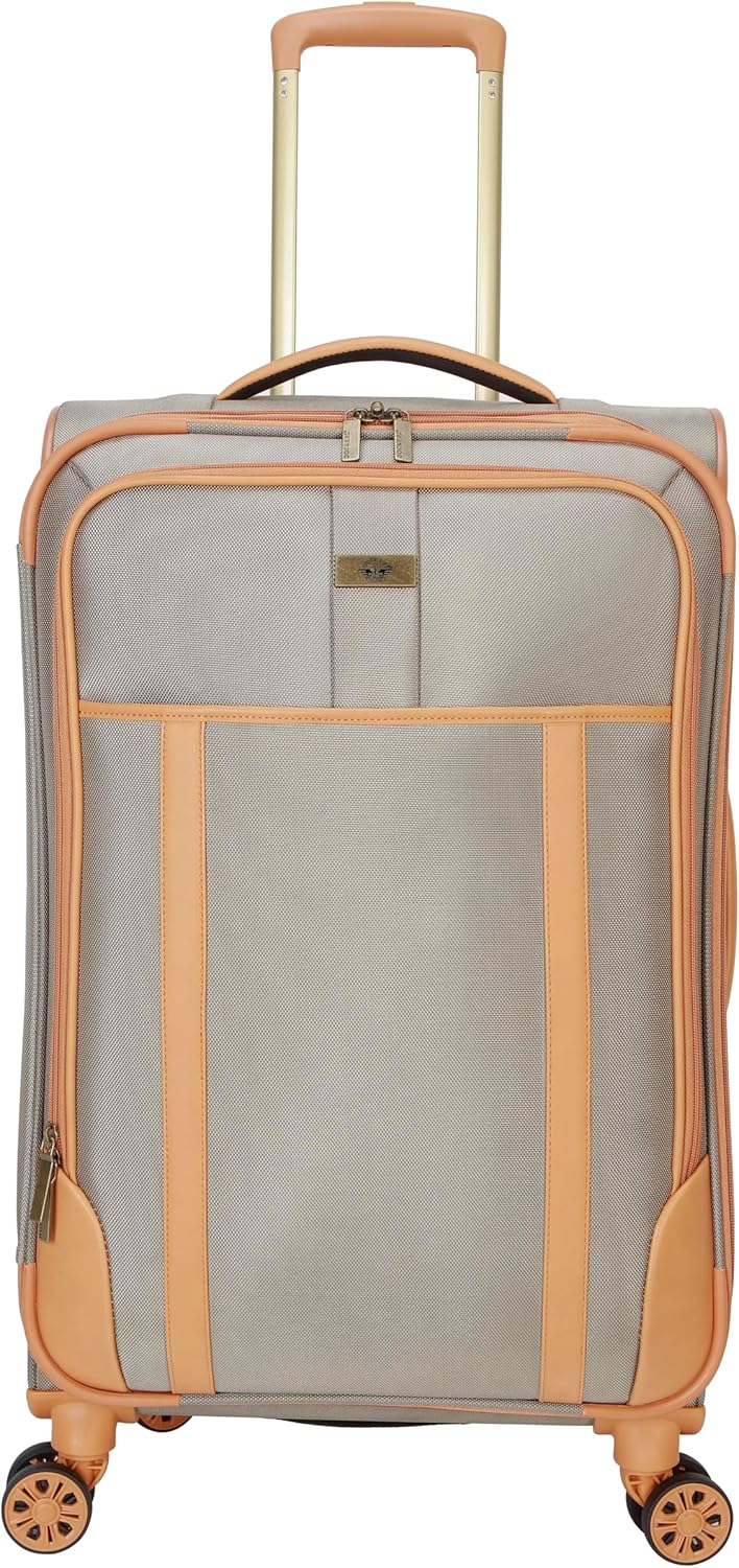 Dockers Seahorse Softside Expandable 8-Wheel Spinner Travel Carry On Luggage, New British Khaki, 24-Inch Checked