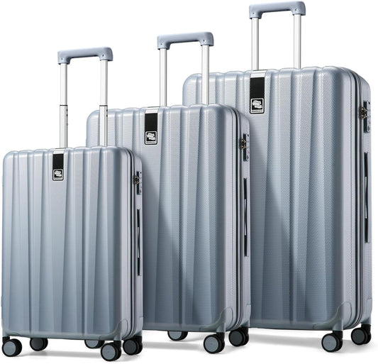 Hanke Luggage Sets 3 piece Carry On Luggage with Wheels PC Hard Shell Suitcases Lightweight Checked Travel Luggage Large Travel Suitcase Woman Men 20/24/29 Inch(Grey)