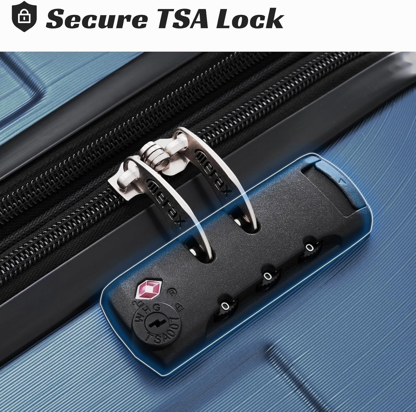 Merax Luggage Set 6 Piece Expandable Lightweight ABS Hardshell Travel Suitcases with Wheels, Corner Guards (Blue, 6 piece set)