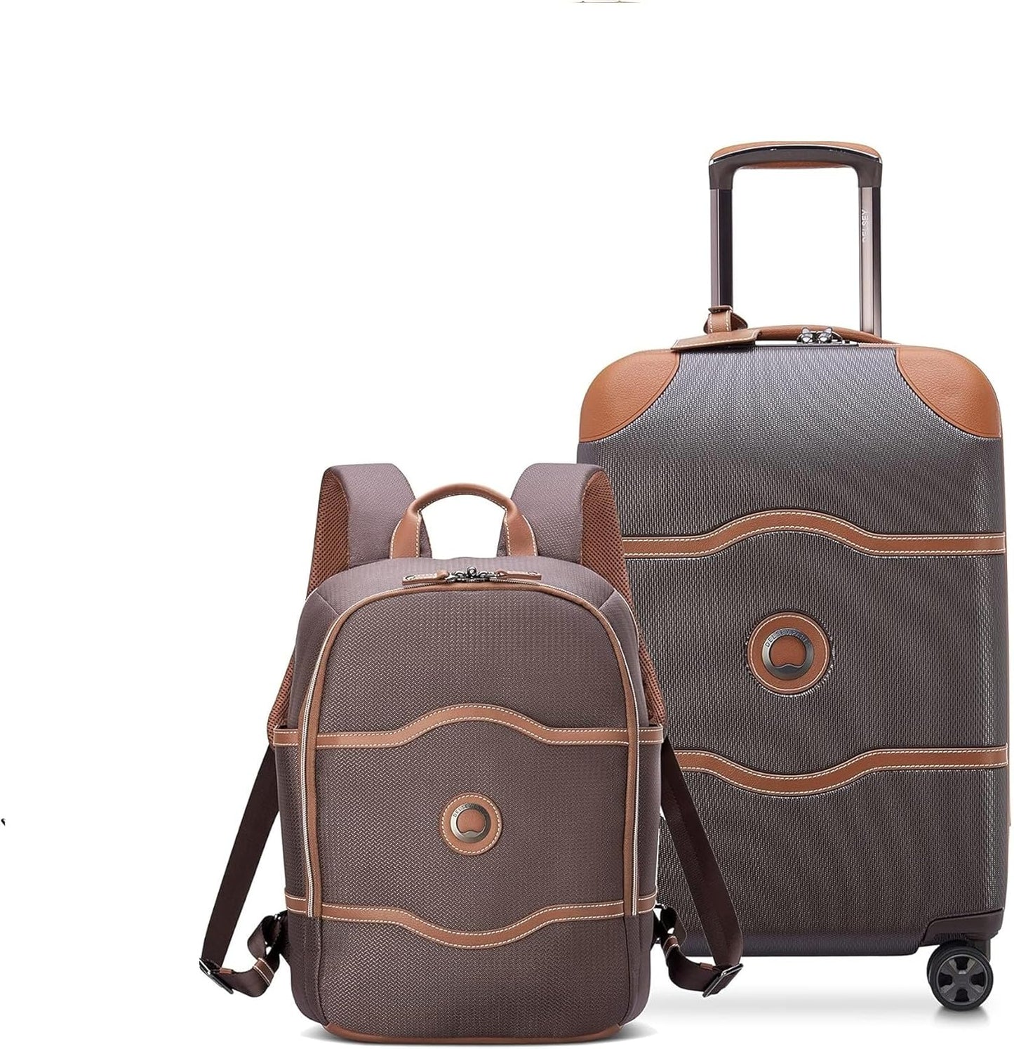 DELSEY PARIS Chatelet Air 2.0 Hardside Luggage with Spinner Wheels, Chocolate Brown, 2 Piece Set, (20/Backpack)