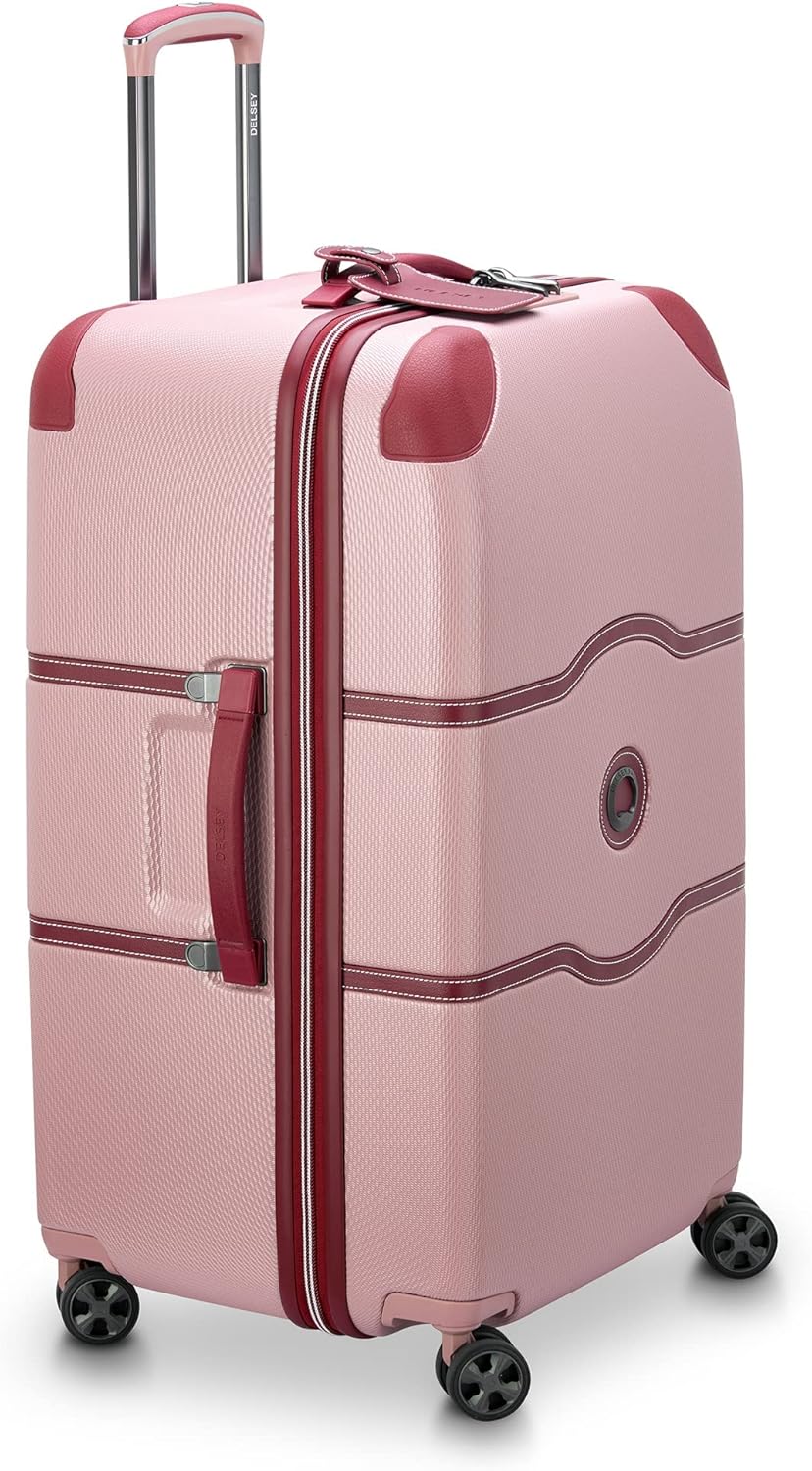 DELSEY PARIS Chatelet Air 2.0 Hardside Luggage Trunk with Spinner Wheels, Pink, Checked-26 Inch Trunk