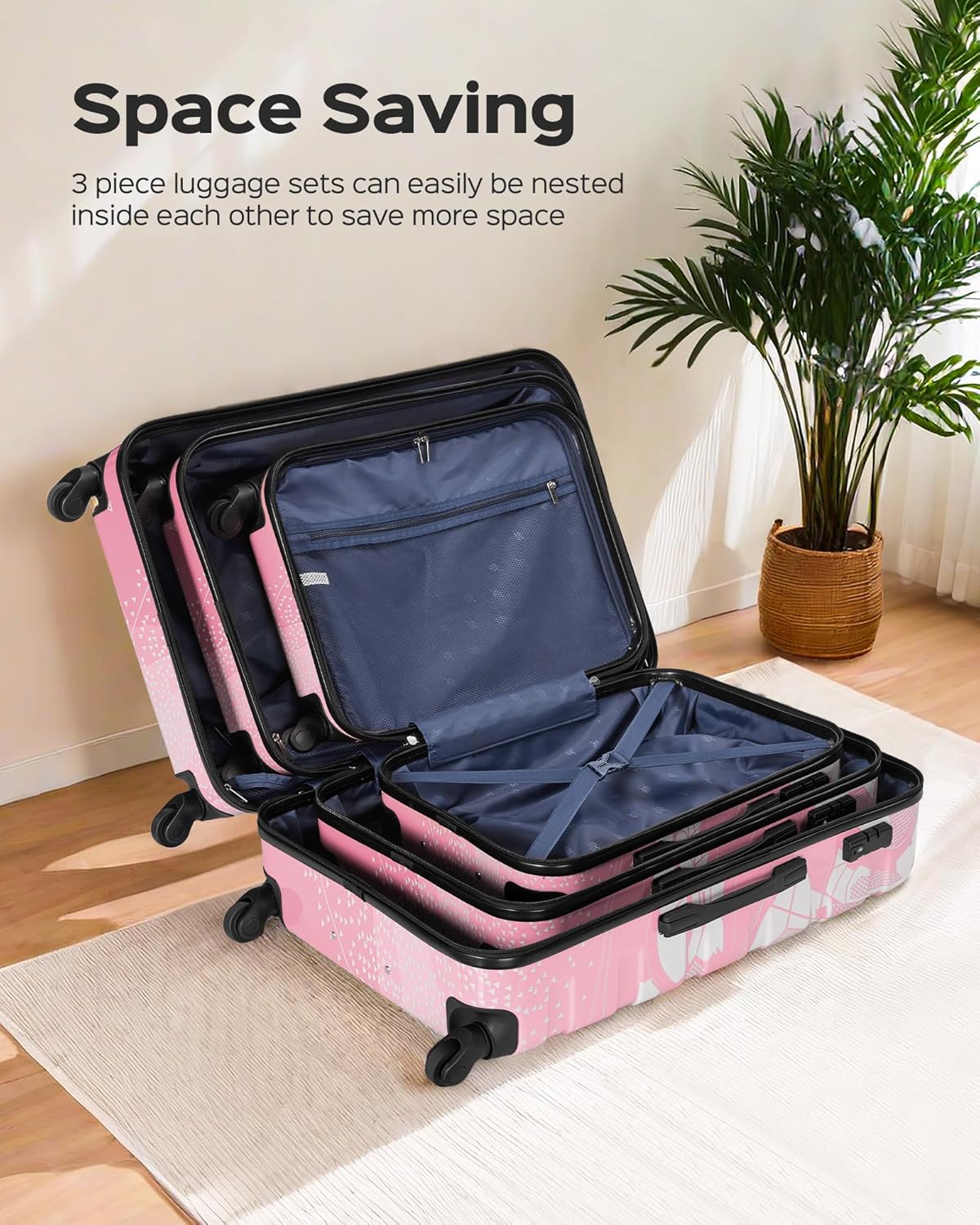 Suitour Luggage Sets 3 Piece, Hardside Lightweight Suitcase set with Spinner Wheels TSA Lock for Travel