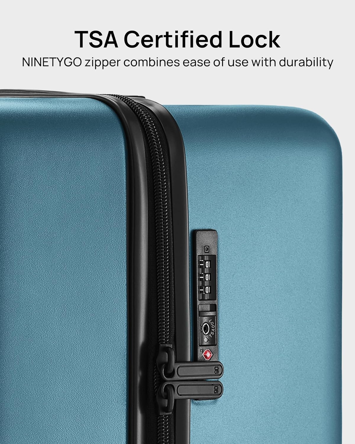 NINETYGO Carry On Suitcase, 20 Inch Carry-On Luggage with Double Spinner Wheels, Anti-Burst Zipper, Hard Case PC Suitcase Carry On, Lightweight Travel Luggage, TSA Approved (Topaz Blue, Hudson)