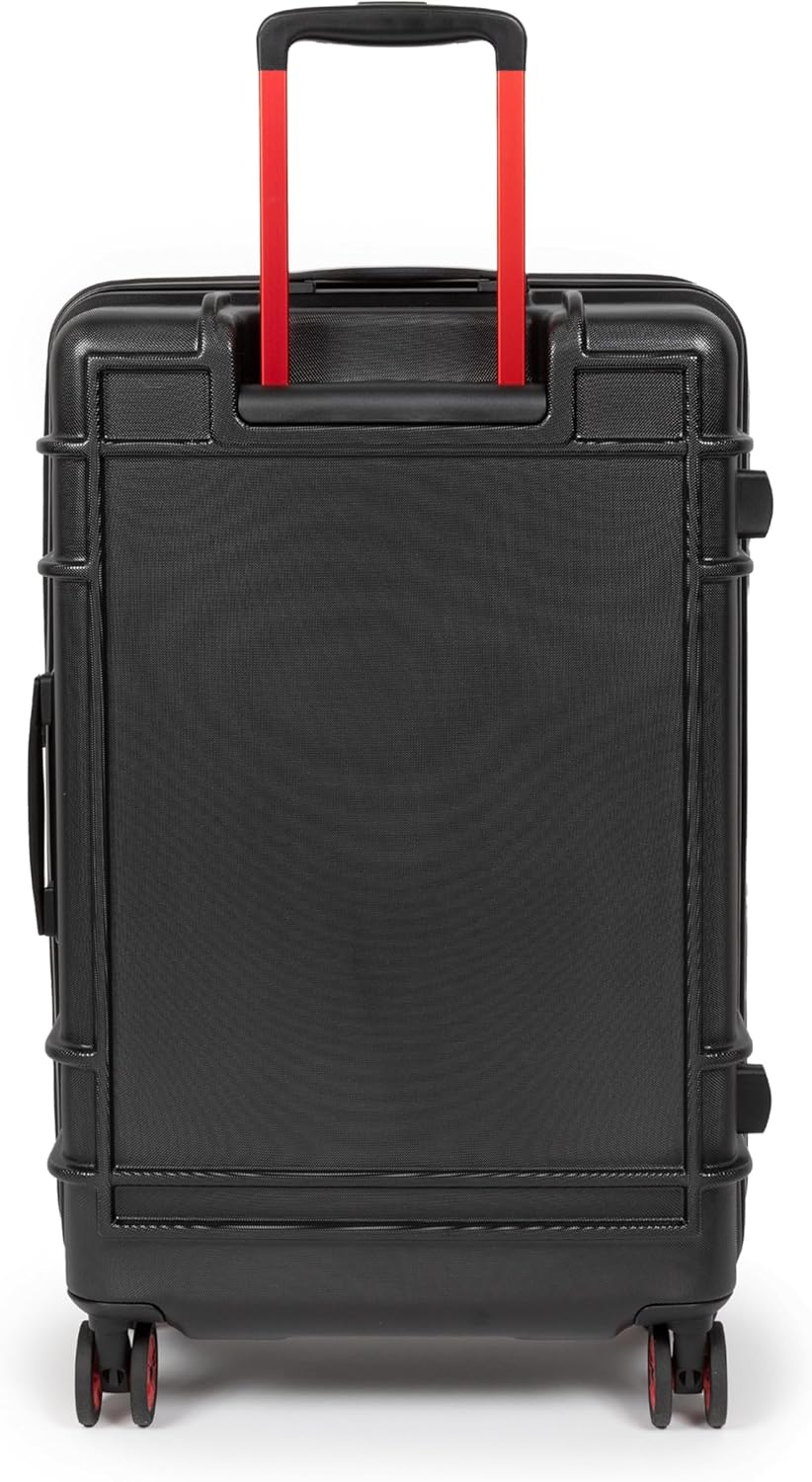 EASTPAK Resist'R Zip M – 63L Hardshell Suitcase with Dual Compartments, TSA Lock, Silent 360° Spinner Wheels & Water-Resistant Design, Black