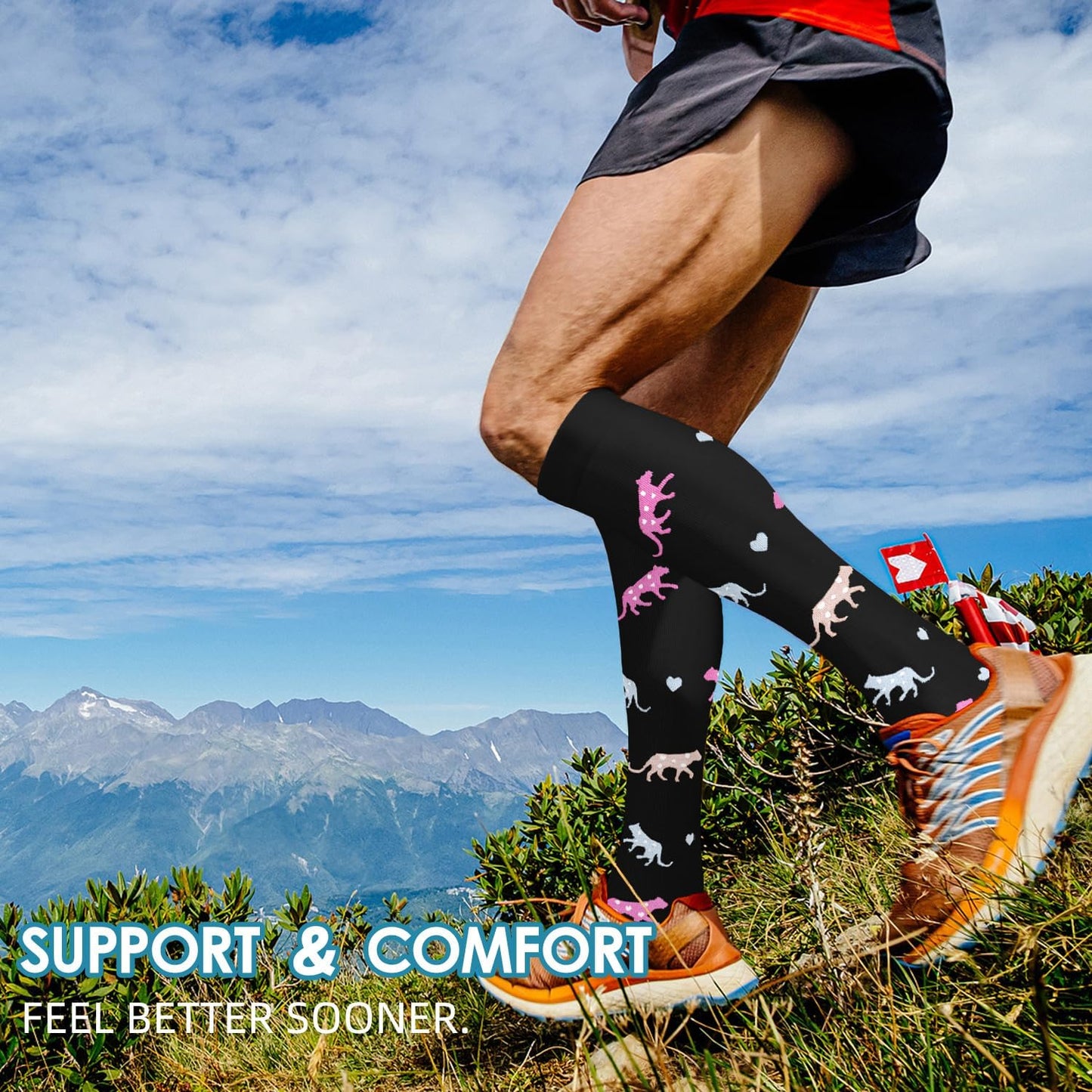 Graduated Compression Socks for Women&Men 20-30mmhg Knee High Socks Travel Hiking Running Stocking